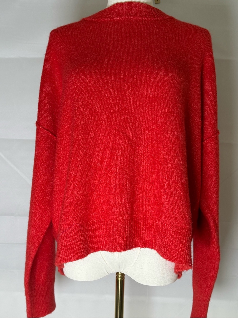 NWT American Eagle Coral Red Oversized Cozy Knit Sweater Size S - Picture 2 of 13